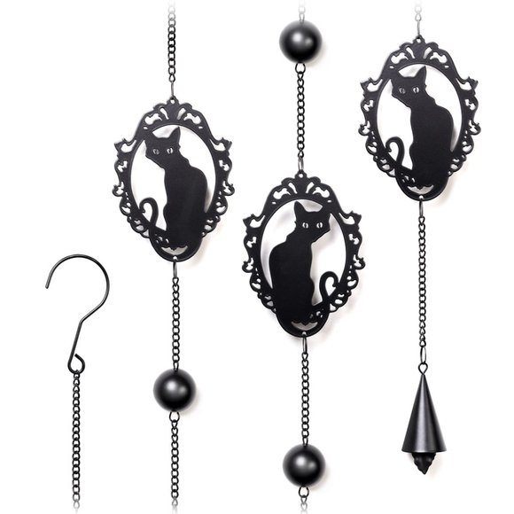 Alchemy Gothic Other - Alchemy Gothic Black Cat in Frame Hanging Decor Wind Chime Indoor Outdoor NWT